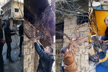 حملة لإزالة التعديات على الشبكة في منطقة التضامن بدمشق